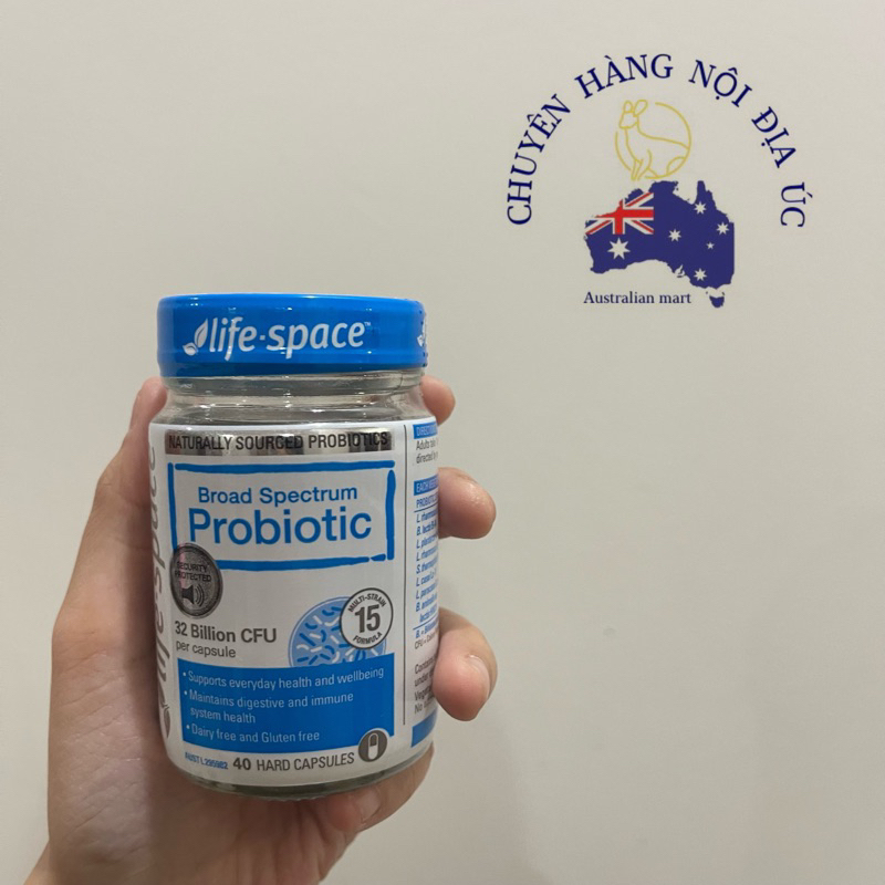 Viên uống men vi sinh Úc - hỗ trợ tiêu hoá cho người lớn Life Space Broad Spectrum Probiotic 40 viên