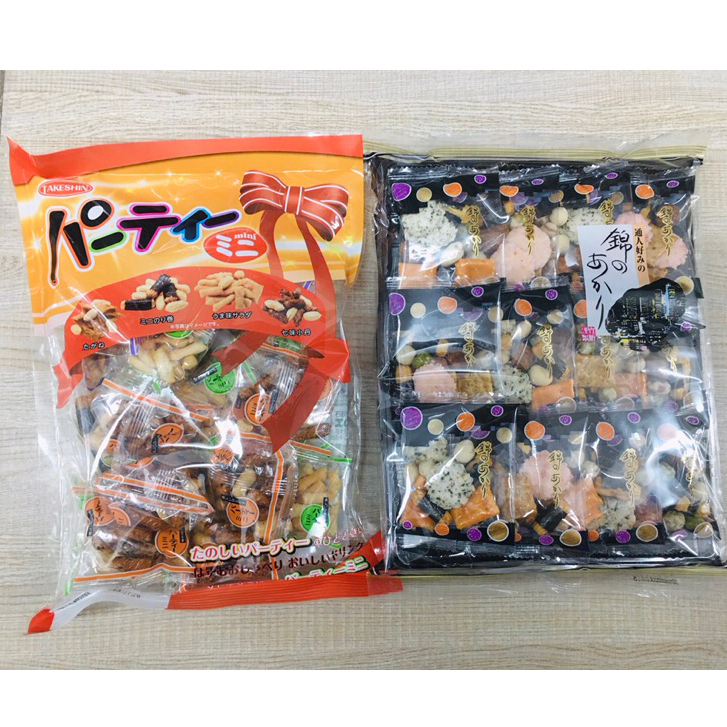 Bánh Snack Mix 5 loại hạt Denroku 200g/ Bánh Snack Hỗn hợp Takeshin 180g/ Bánh gạo Takeshin Seika Connoisseur 12 túi