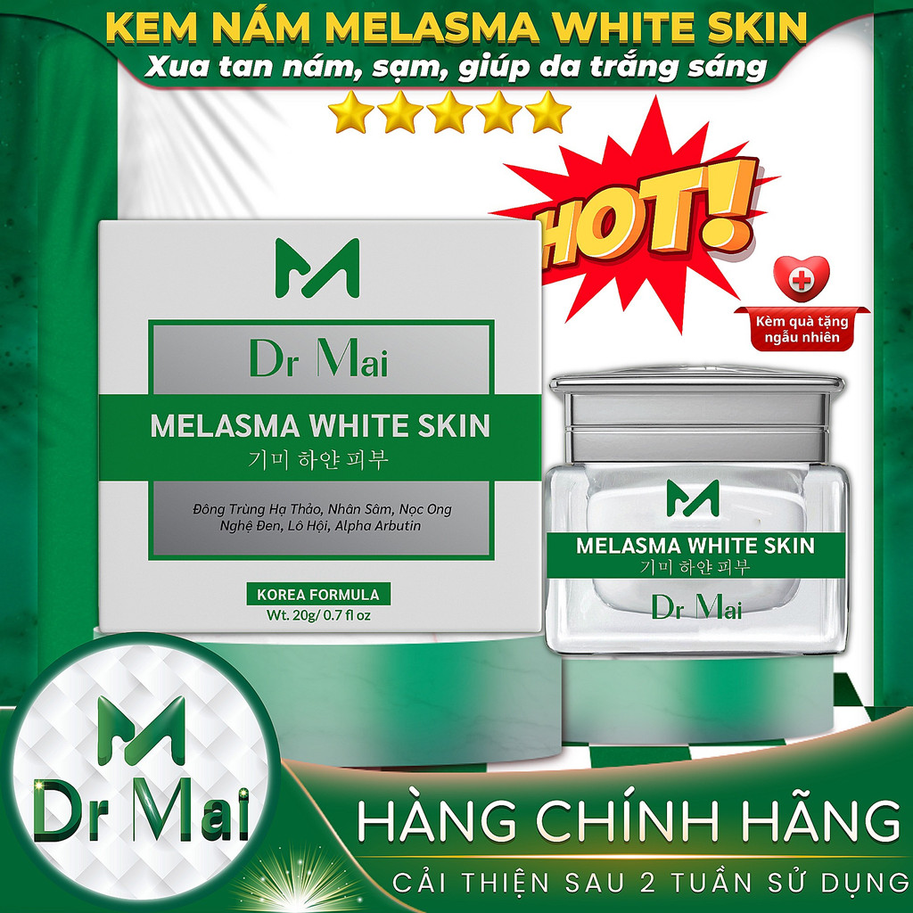 Kem dưỡng mờ sạm nám sáng da Dr Mai Melasma White Skin face đêm 20G