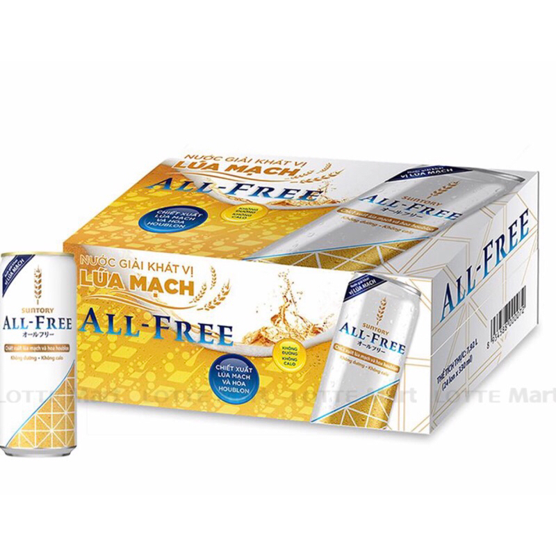 Thùng 24 Lon Nước Giải Khát Vị Lúa Mạch ALL-FREE 330ml/Lon ( giao hỏa tốc nhanh khu vực Hà nội)