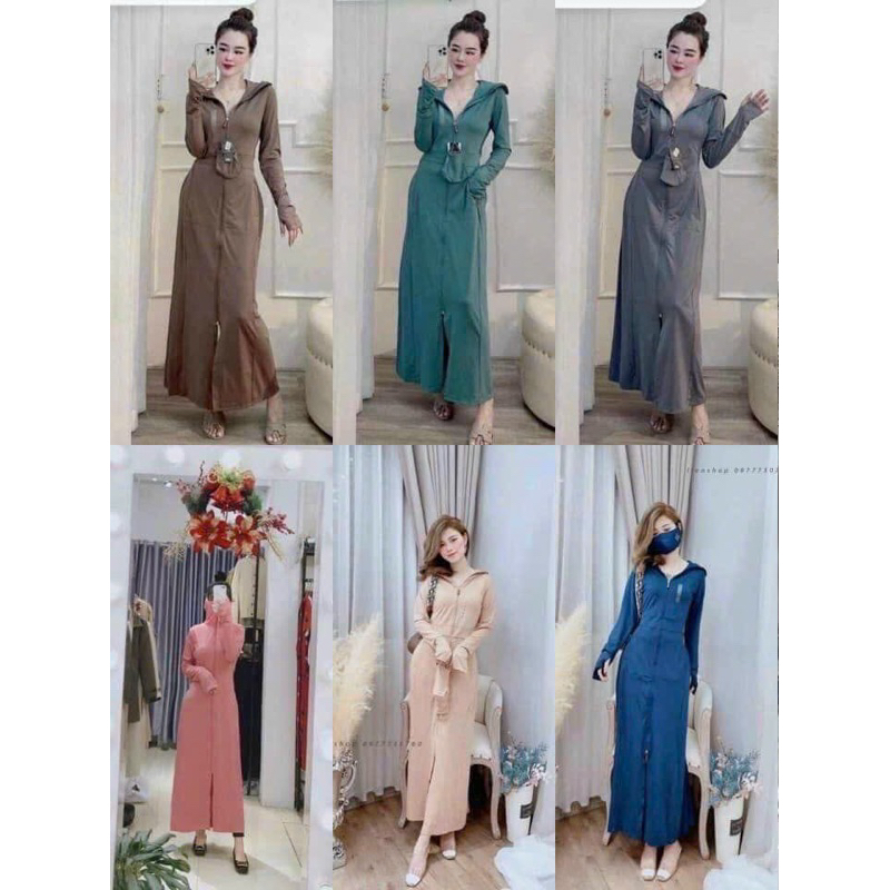 Váy Chống Nắng Toàn Thân thông hơi 2 lớp siêu thoáng mát chất vải kim cương cao cấp