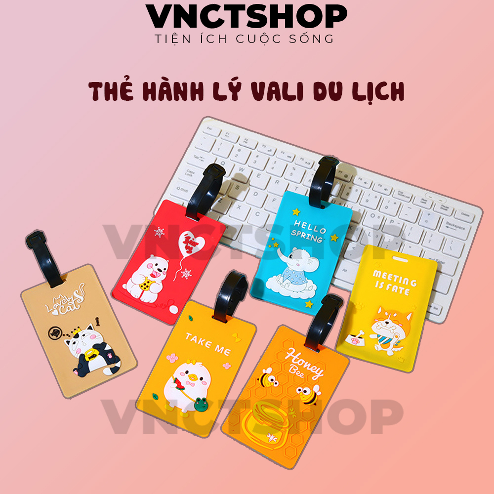 Thẻ hành lý name tag vali du lịch vnctshop , thẻ tên treo gắn vali cute dễ thương