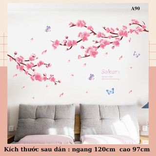Decal dán tường Hoa đào A90 - Decal dán tường Hàn Quốc