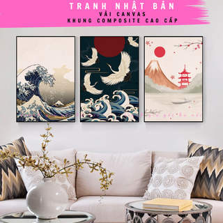Tranh Nhật Bản trang trí nhà hàng và không gian phong cách Nhật in vải canvas có khung composite cao cấp tặng đinh treo