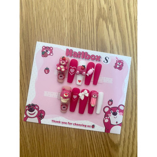 Nailbox thiết kế gấu dâu ngắn