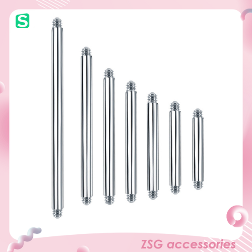 Thân khuyên tai / môi / chân mày cơ bản 16G thay thế khi bị chờn ren màu bạc chiều dài 6mm / 8mm / 10mm / 12mm