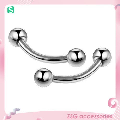 Khuyên Chân mày / Tai / Môi cong 16G màu Bạc size 8mm / 10mm / 12mm