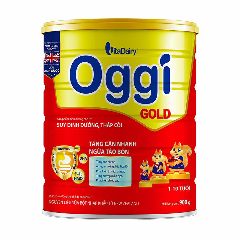 Sữa Bột Oggi Gold 900g - Giúp Tăng Cân Hiệu Quả - Cho trẻ suy dinh dưỡng thấp còi, ngừa táo bón - SONMILK
