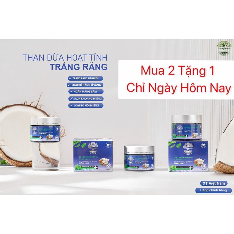 [ Mua 2 tặng 1 ] Bột Than Dừa Hoạt Tính Trắng Răng XT.