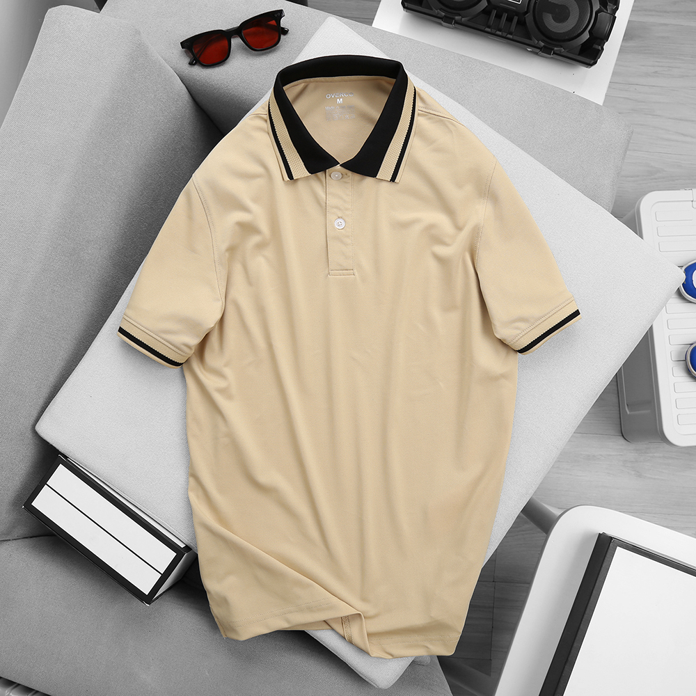 Áo Polo Nam Basic OVERCO Cao Cấp Chất Vải Cá Sấu Gai Phối Bo Mềm Mịn Thoáng Mát Không Nhàu