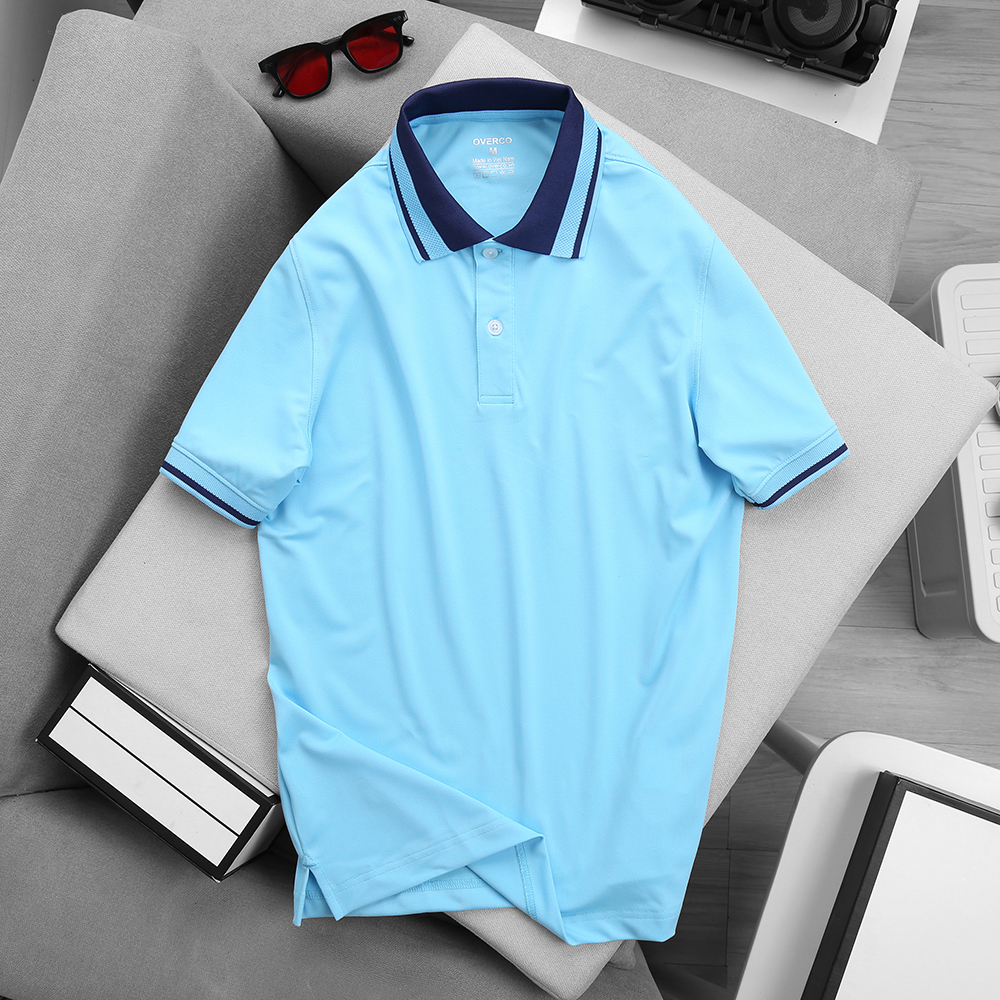 Áo Polo Nam Basic OVERCO Cao Cấp Chất Vải Cá Sấu Gai Phối Bo Mềm Mịn Thoáng Mát Không Nhàu
