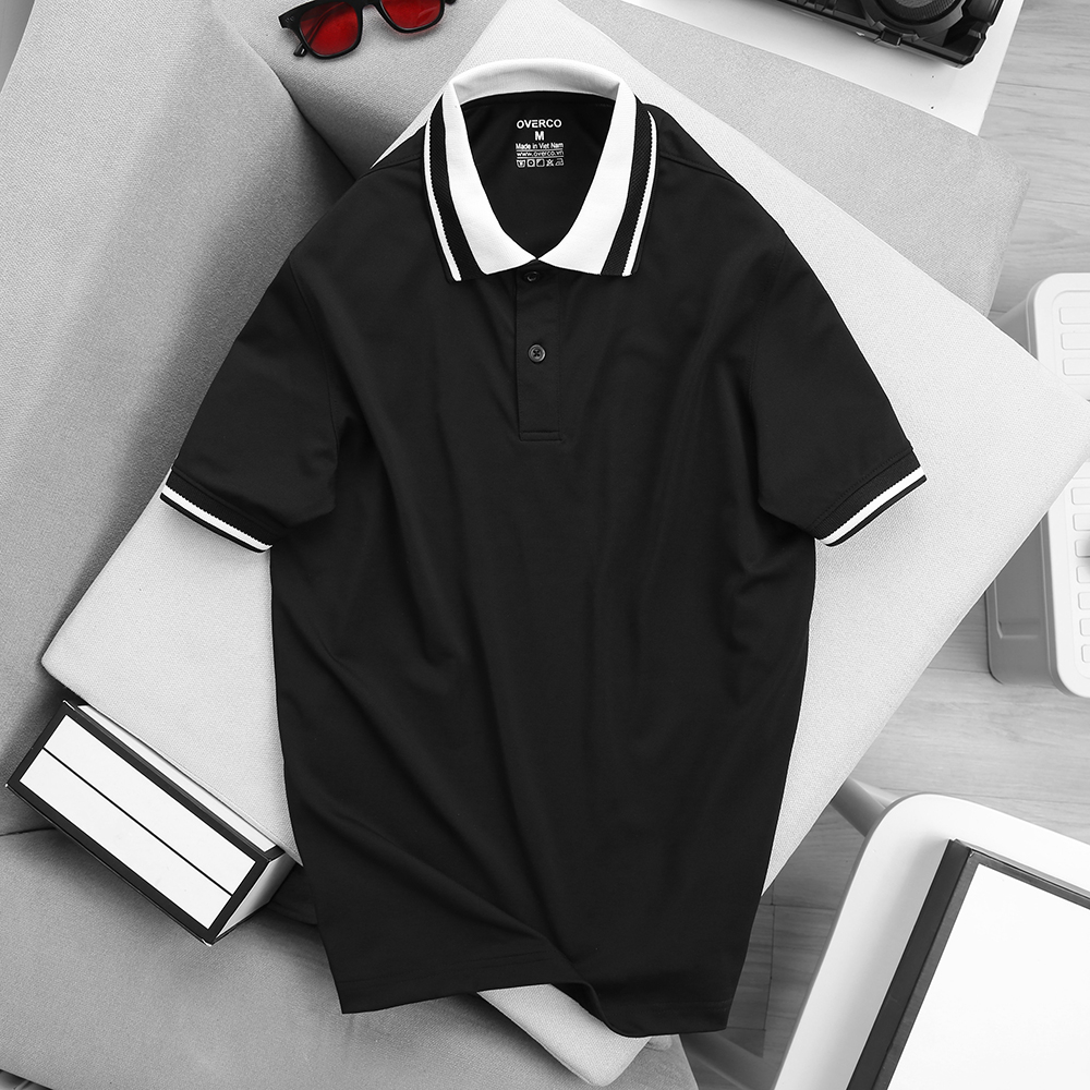 Áo Polo Nam Basic OVERCO Cao Cấp Chất Vải Cá Sấu Gai Phối Bo Mềm Mịn Thoáng Mát Không Nhàu