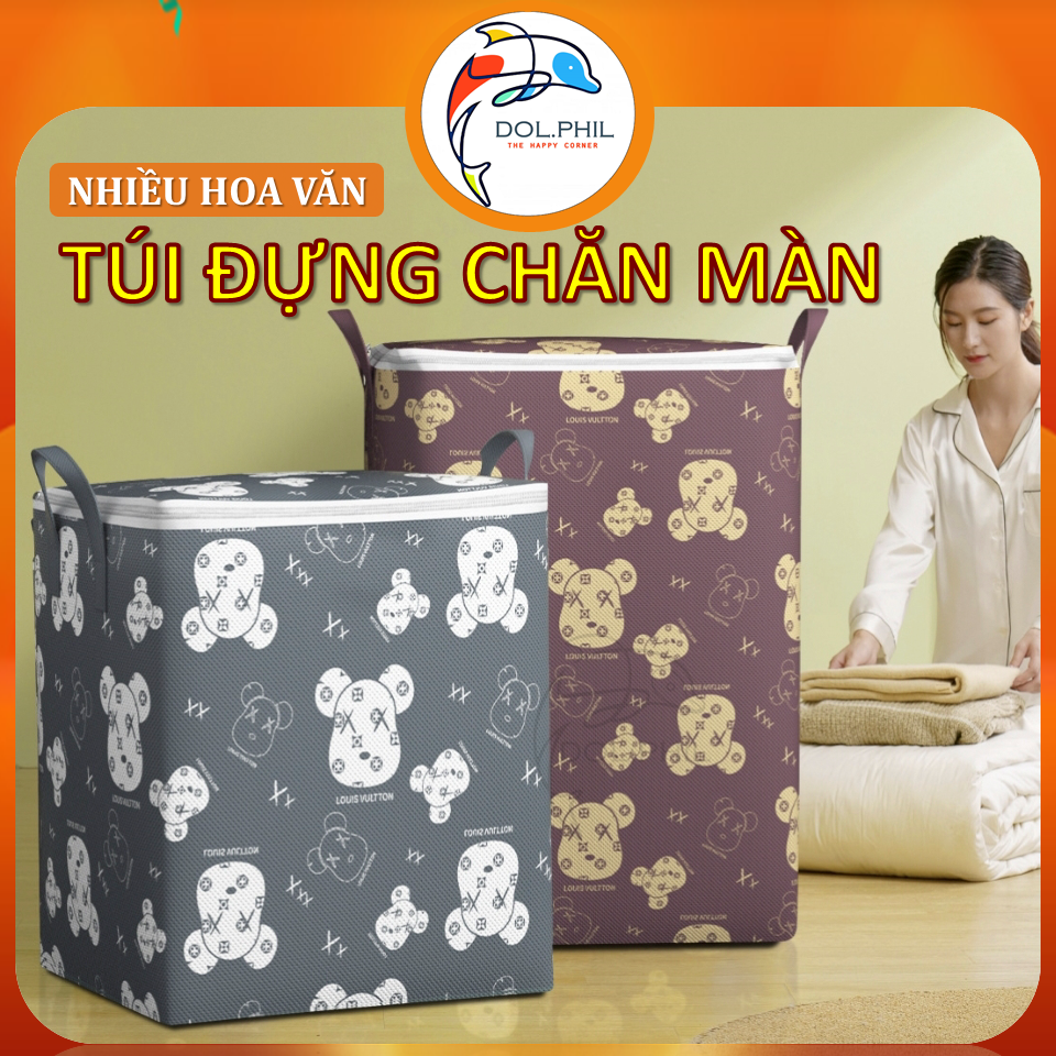 Túi Đựng Chăn Màn Quần Áo Cỡ Lớn Dol.phil Store Túi Đựng Quần Áo Gối Mền Cỡ Lớn Có Nắp Dây Kéo 2 Chiều In Họa Tiết Đẹp