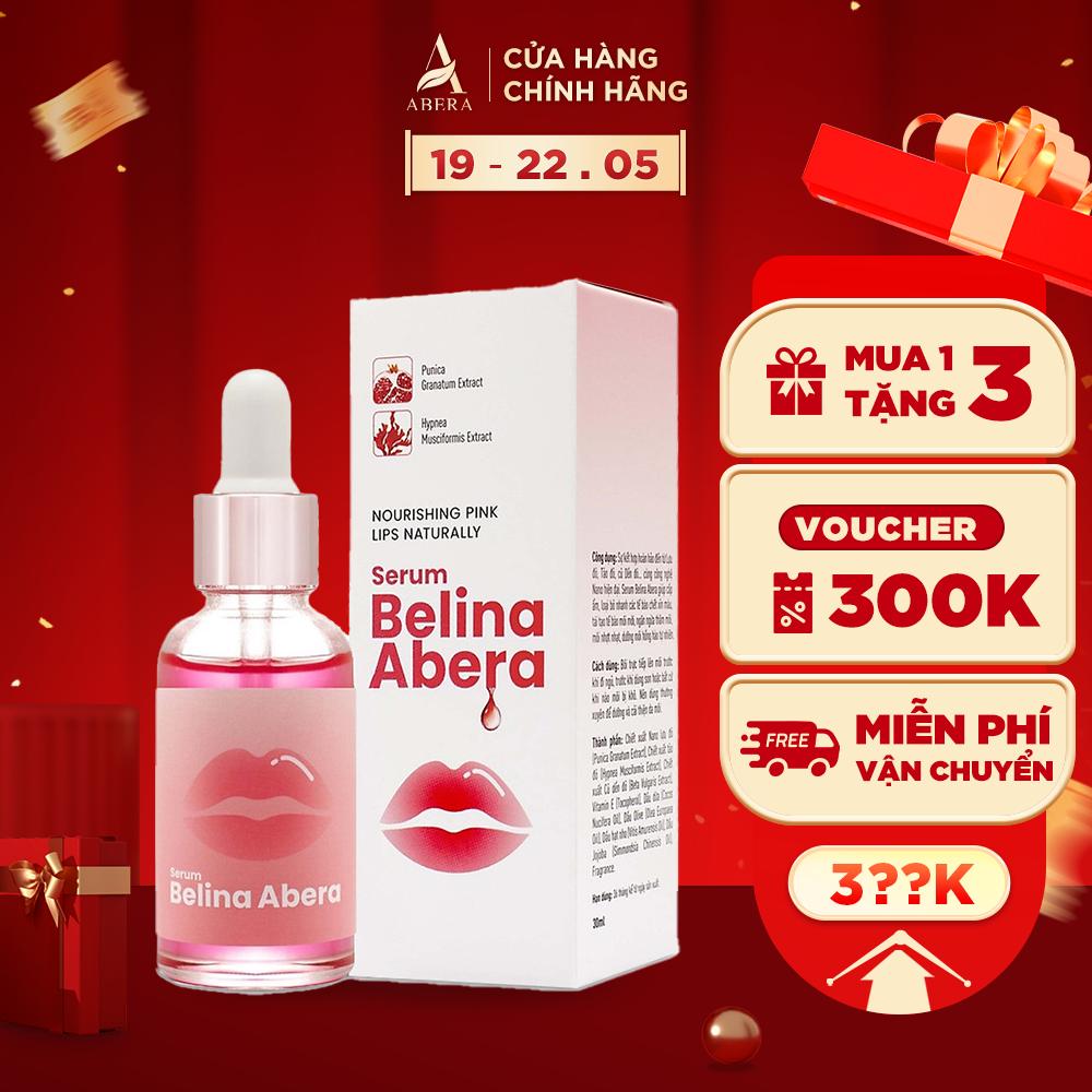 Serum hồng môi khử thâm Belina Abera 20ml - Dưỡng môi hồng căng bóng tự nhiên, giảm thâm môi, khô môi nứt nẻ nhanh chóng