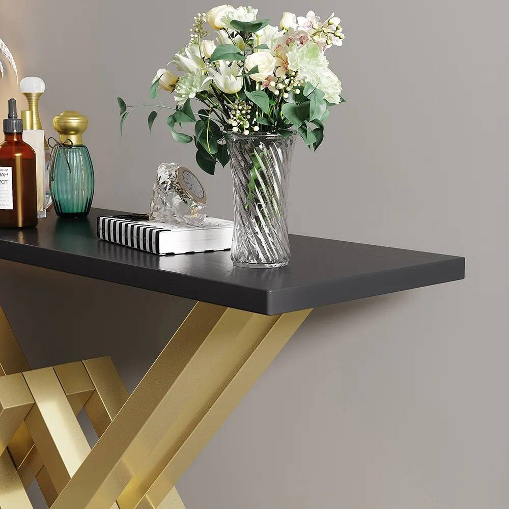 Bàn console trang trí phòng khách hiện đại IBIE AK034 khung sắt sơn tĩnh điện, mặt gỗ MDF, tùy chọn màu sắc