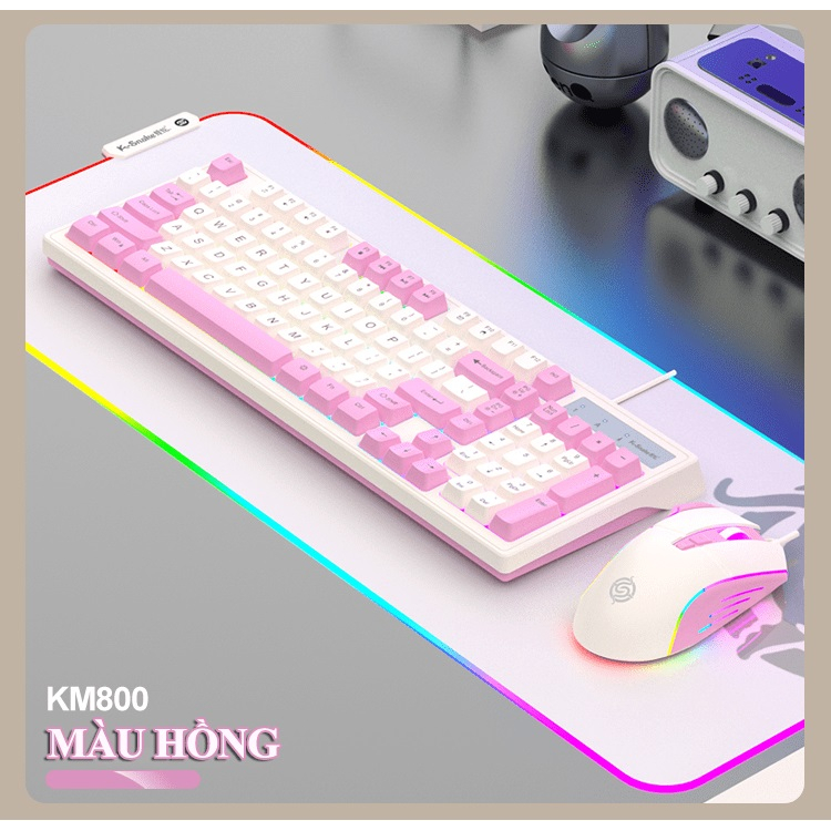 Bộ bàn phím và chuột có dây K-SNAKE KM800 chuyên game thiết kế phím mini size kèm theo đèn led 7 màu -HT