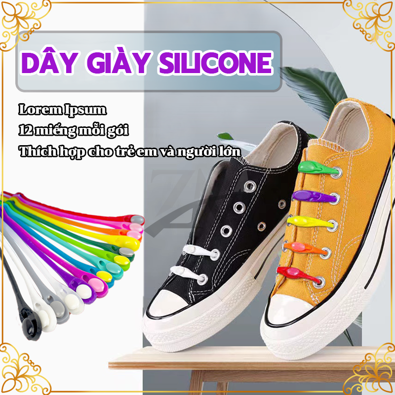 Dây giày silicone，Dây Giày Cao Su Đàn Hồi Thông Minh- silicon đàn hồi siêu bền bộ 12 dây