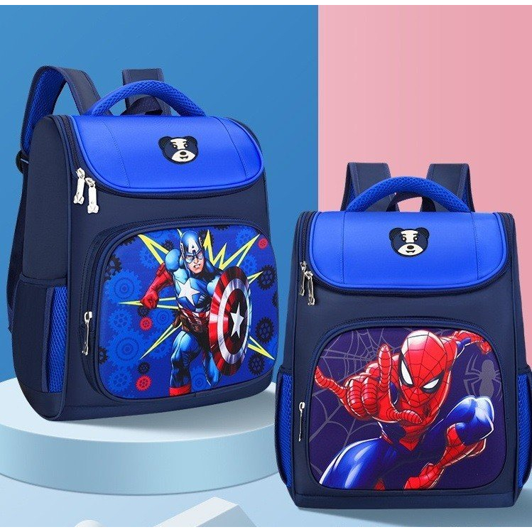 Balo chống gù cho học sinh cấp 1 cấp 2 họa tiết bé trai siêu nhân người nhện đội trưởng mỹ xe đua mc queen | BigBuy360 - bigbuy360.vn