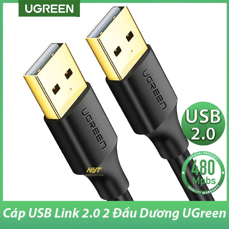 Cáp USB 2.0 Link 2 Đầu Đực cao cấp UGREEN US102 - BH 18T Chính Hãng