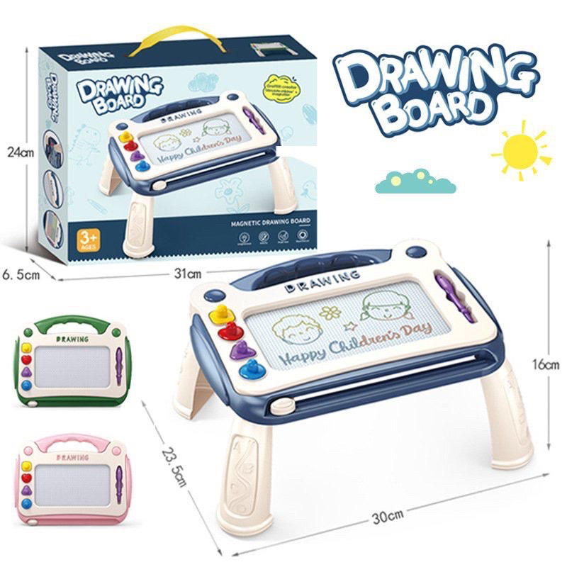 Bảng vẽ tự xóa thông minh có chân bàn, bảng từ tính tập viết, tập vẽ cho bé - BABYGYM