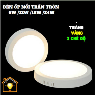 Đèn ốp nổi trần tròn 6w -12w -18w -24w , đèn led ốp trần phòng khách siêu sáng