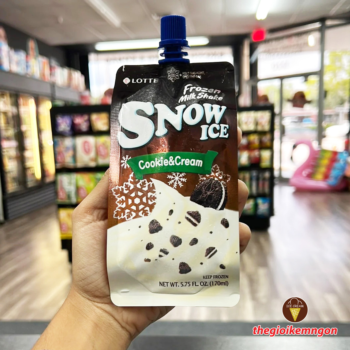 Kem túi tuyết bánh quy Snow Ice Cookie & Cream Lotte Hàn Quốc 170ML