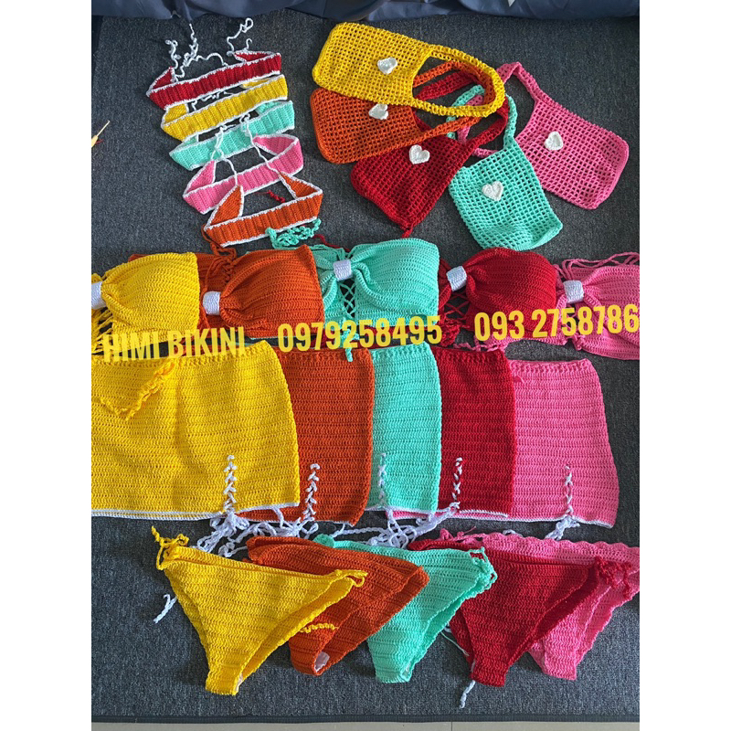 Set yến nơ móc len nhiều màu siêu đẹp