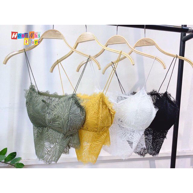 Áo Bra Ren 2 Dây Croptop Có Mút Nâng Ngực Co Giãn Cao Cấp Ulzzang