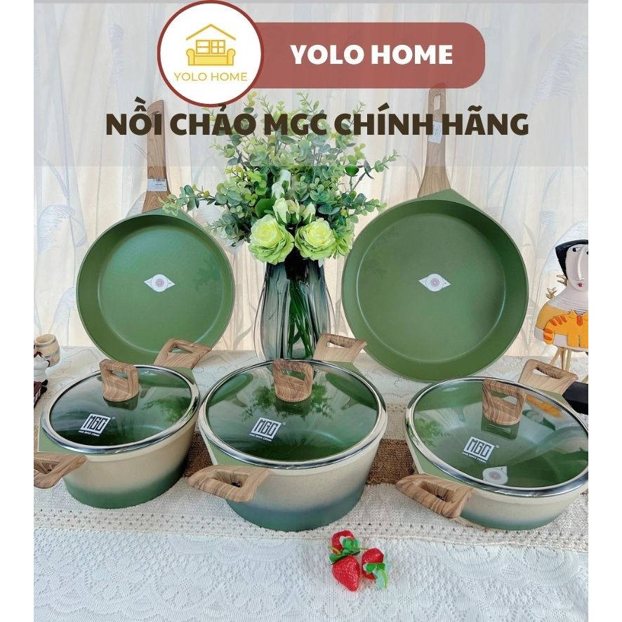 Nồi Chảo MGC Chính Hãng Màu Xanh Ombre Chống Dính, Đun Mọi Loại Bếp