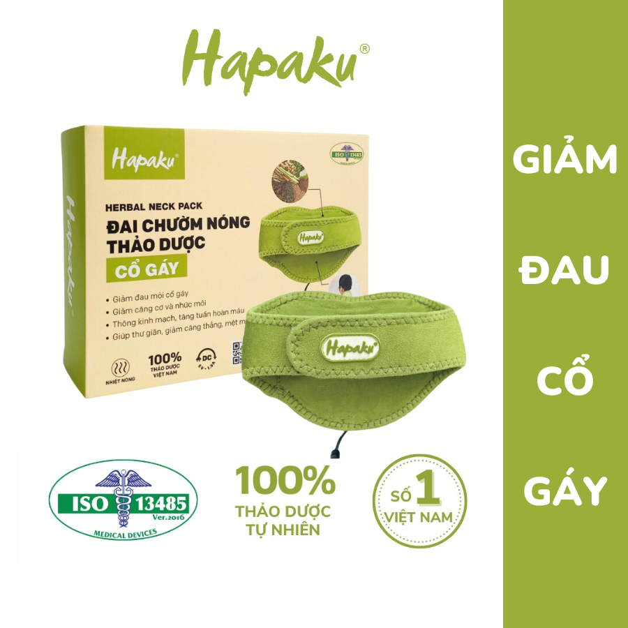 [Mã SGBAU100 giảm đến 100K đơn 499K] Đai Chườm Thảo Dược Cổ Gáy Hapaku, Giảm Đau Nhức Mỏi Cổ Gáy, Thư Giãn Ngủ Ngon