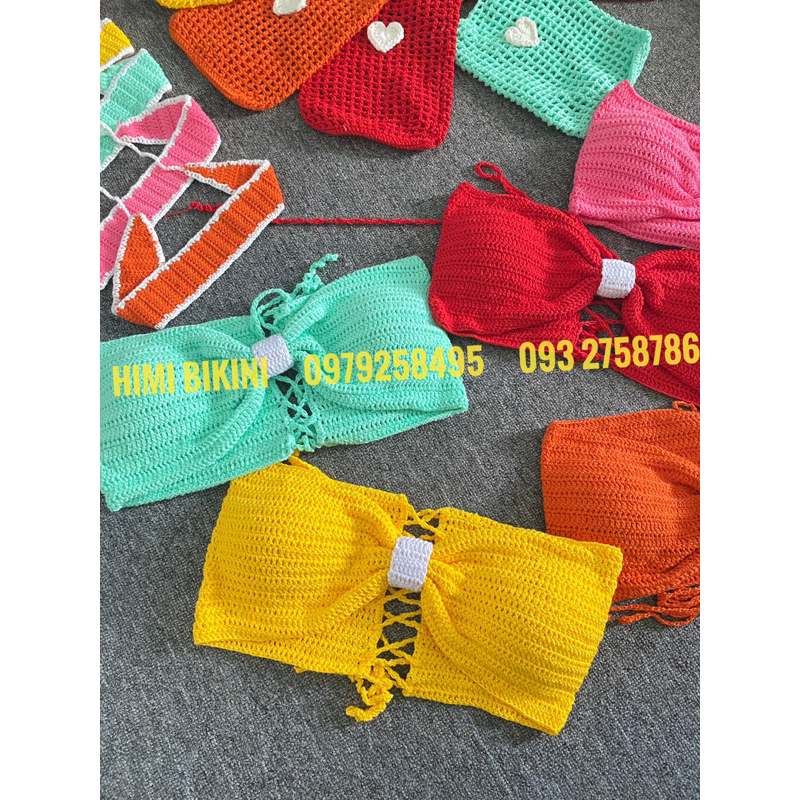 Set yến nơ móc len nhiều màu siêu đẹp