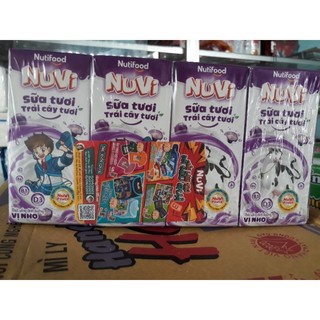 Sữa tươi vị nho nuvi 180ml 1 lốc 4 hộp