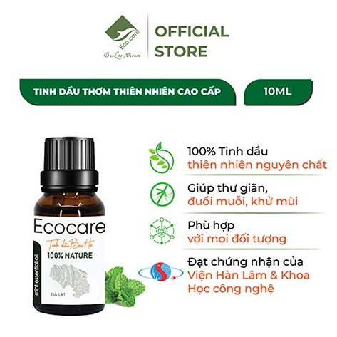 Tinh Dầu Thiên Nhiên Nguyên Chất Có Kiểm Định ECOCARE 10ml, Đuổi Muỗi Đuổi Côn Trùng, Khử Mùi, Làm Thơm Phòng Hiệu Quả