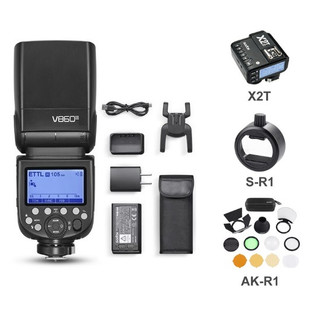 Đèn flash godox v860 iii kèm trigger x2t, ngàm s-r1 và bộ tản sáng godox ak-r1