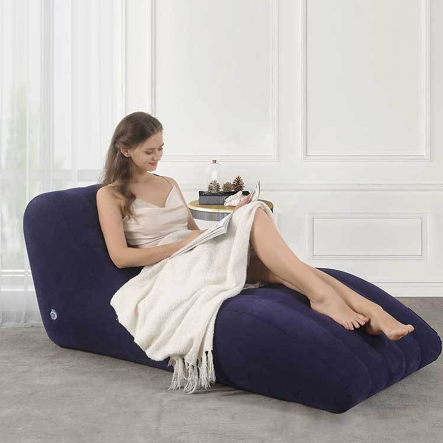 Ghế tình yêu bơm hơi chịu tải cao, ghế thư giãn gấp gọn, sofa hơi tựa lưng nhung êm ái, đệm hơi cao cấp hàng nhập khẩu