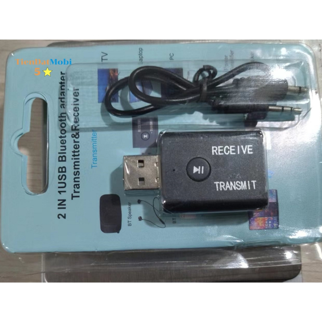 Đầu thu phát Bluetooth USB, Kết nối âm thanh 2 trong 1 cho máy tính/Tivi Loa, tai nghe bluetooth