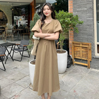 Váy tay bồng 2 lớp buộc nơ che khuyết điểm cực tốt Junstore 6214
