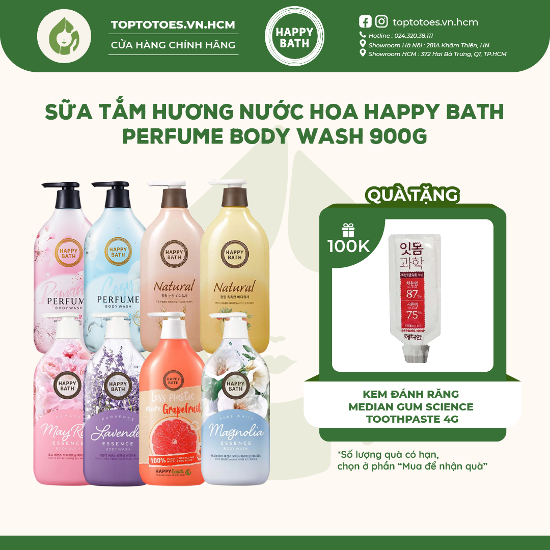 Sữa tắm hương nước hoa Happy Bath Body Wash làm sạch sâu, lưu hương lâu