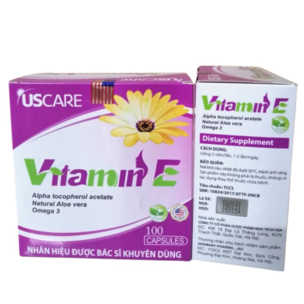 Vitamin E Hoa Cúc Nuôi dưỡng tóc chắc khỏe, dưỡng da mịn màng - Hộp Màu Tím 100 Viên
