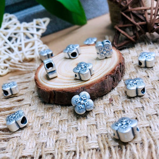 [Giá sỉ] Charm bạc hoa mai 4 cánh may mắn (3D0004)