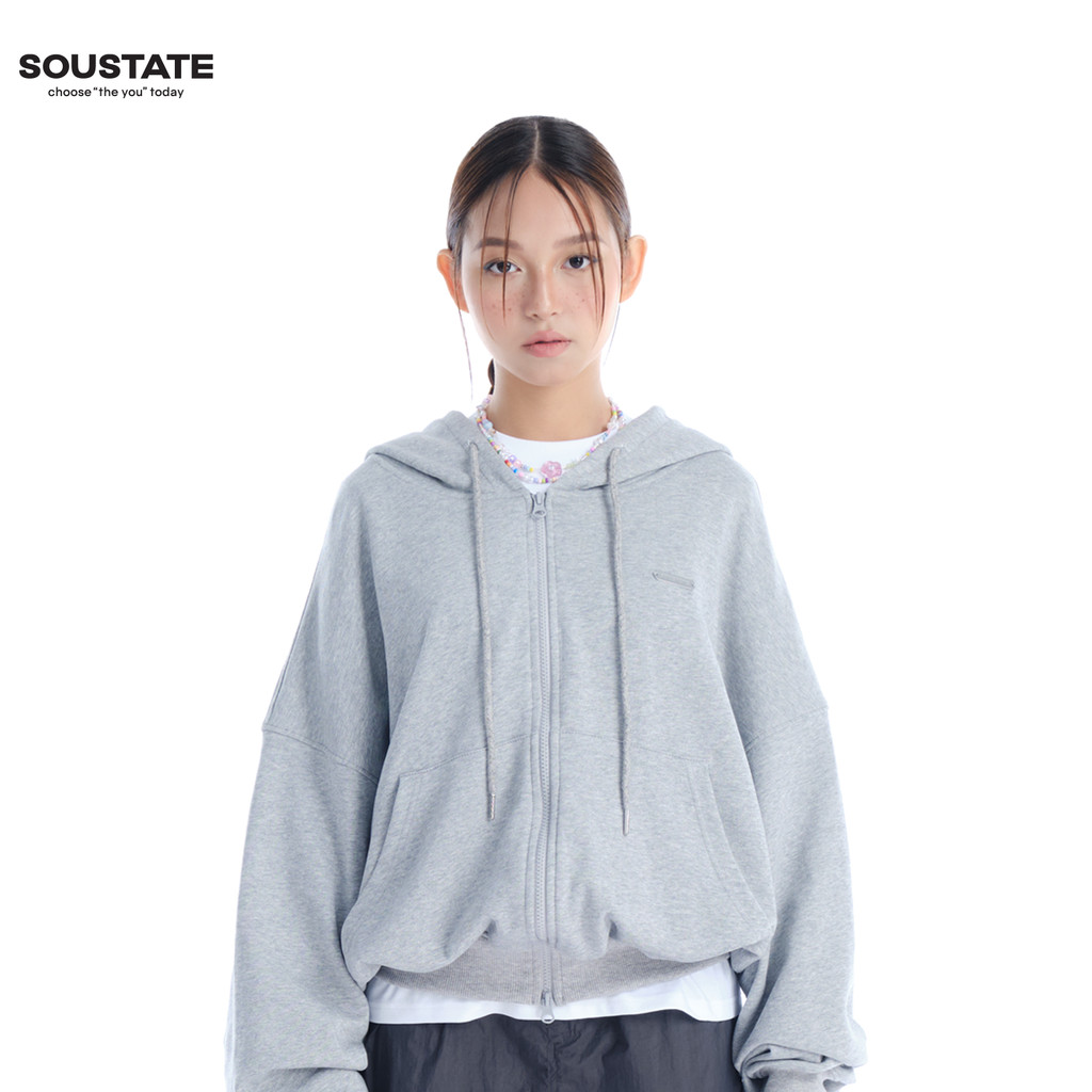 ÁO HOODIE FULL ZIP SOUSTATE "SKETCH PLAN" (XÁM - BOXY)
