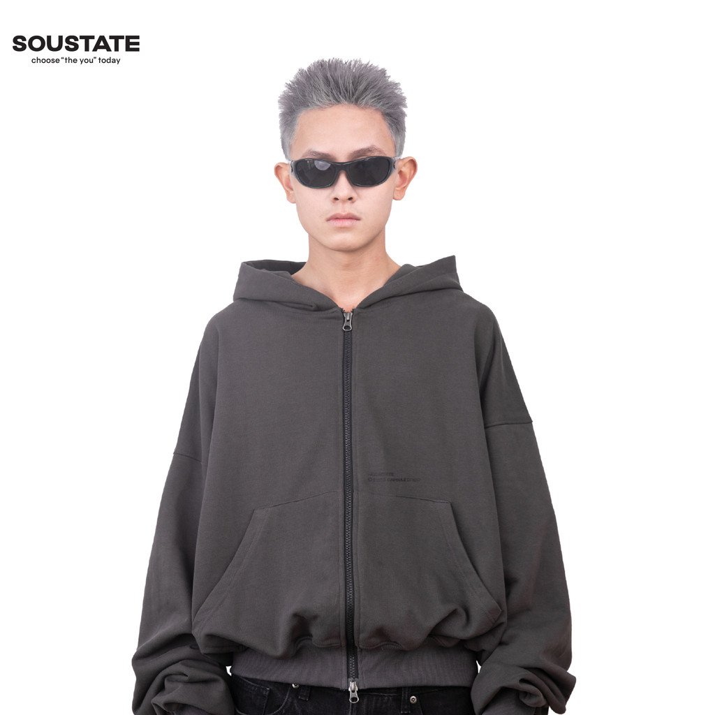 ÁO HOODIE FULL ZIP SOUSTATE LOVE XÁM (BOXY)