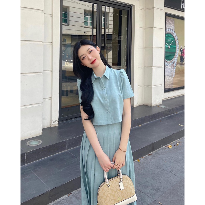 Set đũi chân váy xếp ly Ancava