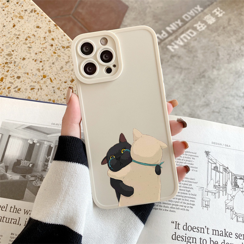 Ốp lưng Iphone cạnh vuông cặp đôi mèo béo cảm lạnh ip 6/7/8Plus X XS xr xsmax 11/12/13/14pro promax sv62