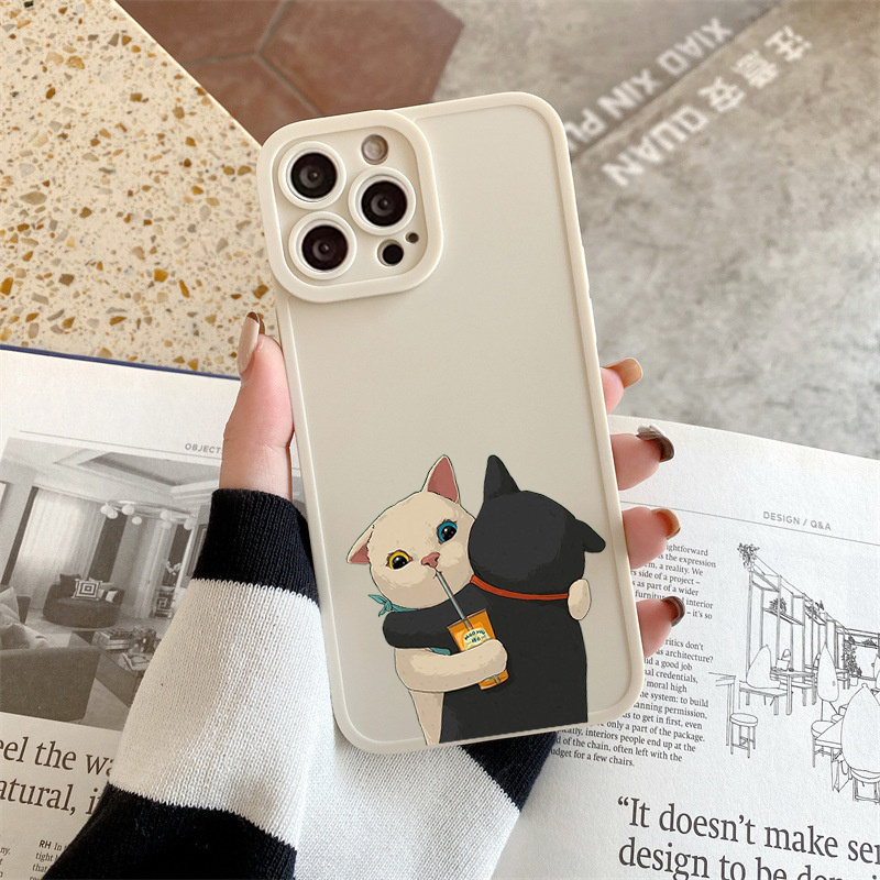 Ốp lưng Iphone cạnh vuông cặp đôi mèo béo cảm lạnh ip 6/7/8Plus X XS xr xsmax 11/12/13/14pro promax sv62