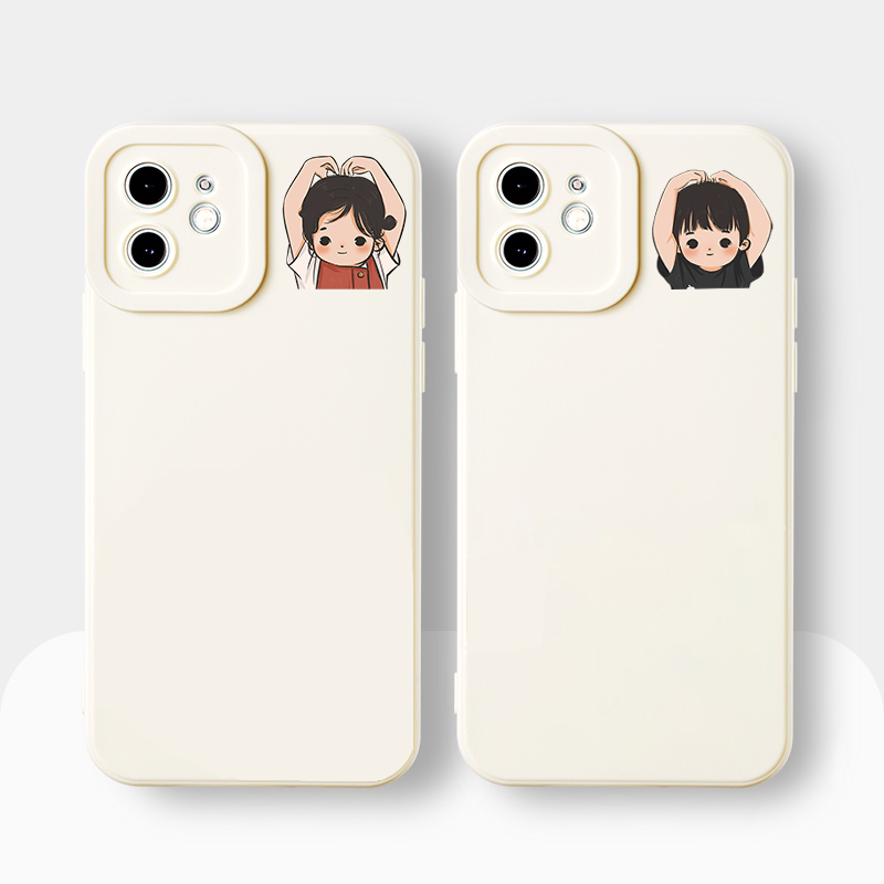 Ốp lưng Iphone cạnh vuông cặp đôi baby thả tim cute ip 6/7/8Plus X XS xr xsmax 11/12/13/14pro promax sv65