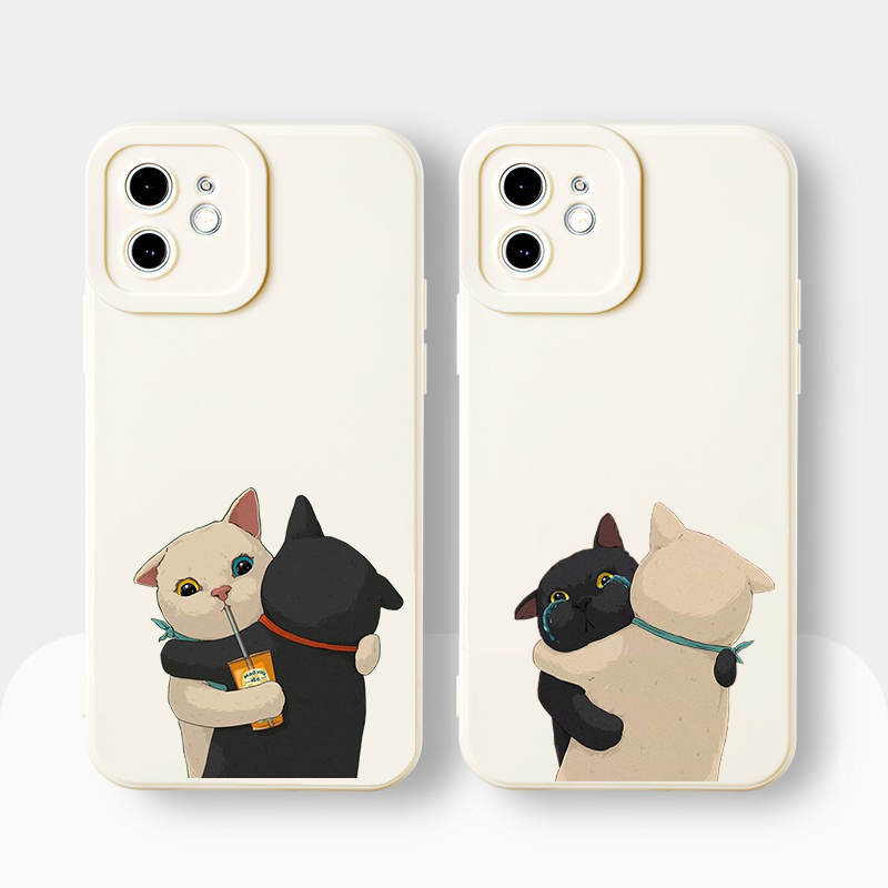 Ốp lưng Iphone cạnh vuông cặp đôi mèo béo cảm lạnh ip 6/7/8Plus X XS xr xsmax 11/12/13/14pro promax sv62