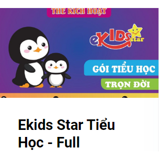 E-Voucher -(3 thẻ) Ekids Star- Tiểu học – Trọn đời - Mã học phần mềm Tiếng Anh và Toán - Toàn quốc, 