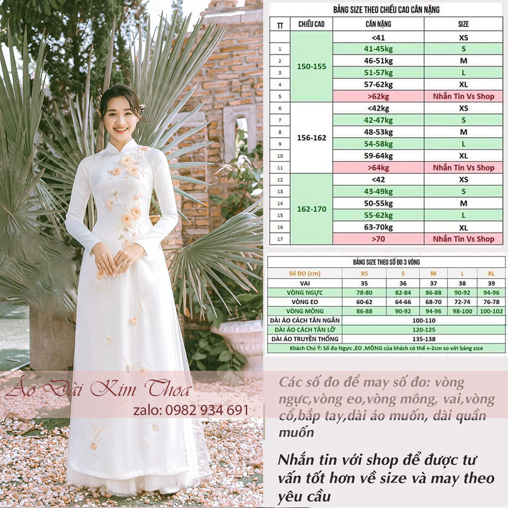 Áo Dài Cưới Hỏi Cô Dâu Màu Trắng Hoa Thủ Công ACD05
