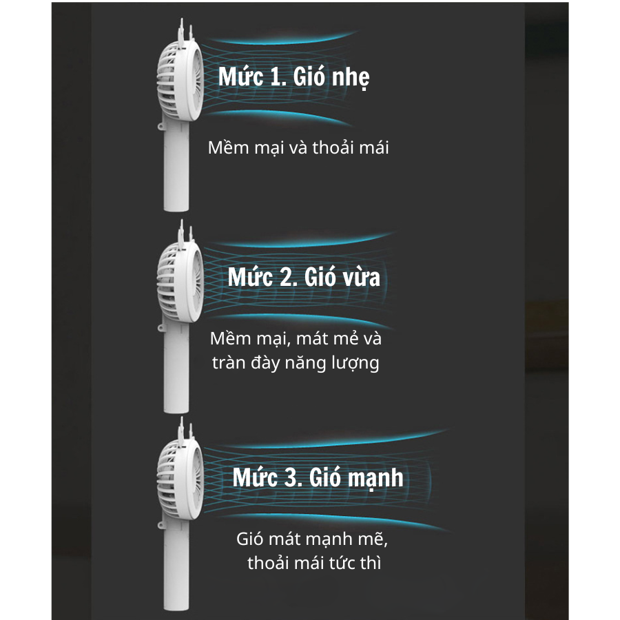 Quạt cầm tay mini, quạt để bàn phát sáng sạc USB Naturehome